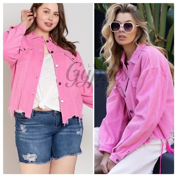 POL PLUS Basic Vintage PINK Corduroy Jacket - Picture 11 of 14